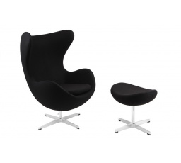 Křeslo Vejce s podnožkou kašmír 1 černé Premium