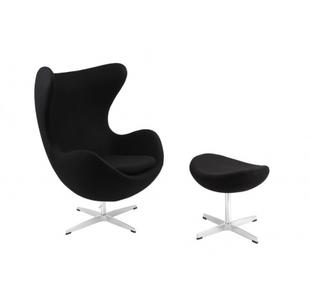 Křeslo Vejce s podnožkou kašmír 1 černé Premium