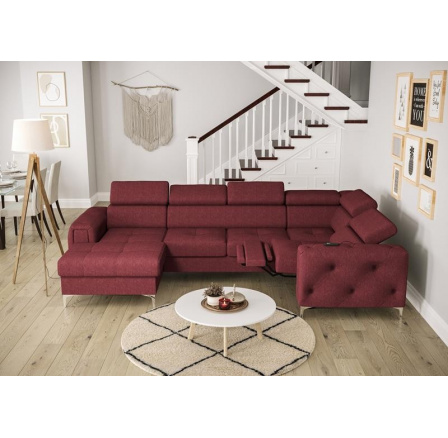 Rohová sedací souprava ORION MAX III , relax s funkcí spaní 165x320x190 cm - červená , pravá