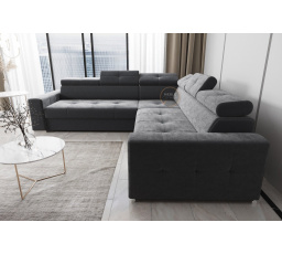 Rohová sedací souprava s funkcí spaní MARGO MAX 270x270 - šedá , pravá