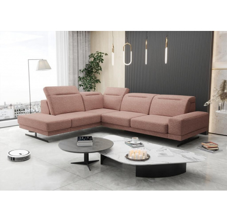 Rohová sedací souprava FIORE 265x220 cm - růžová, levá