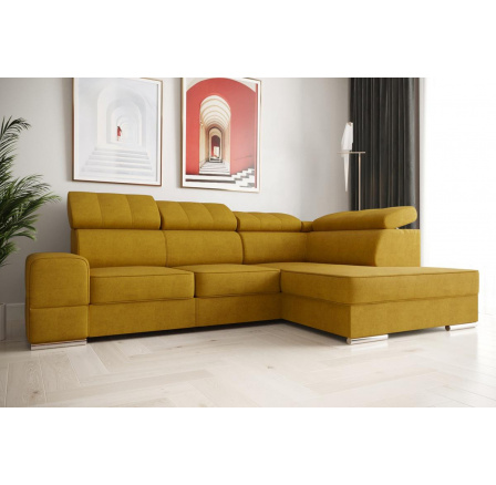 Rohová sedací souprava ROYAL I 260×185 - žlutá , pravá