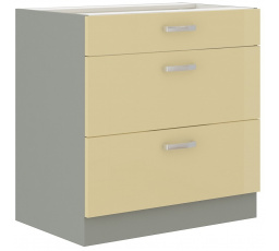 Kuchyňská dolní skříňka KARPO 80 D 3S BB, krémový lesk/šedá