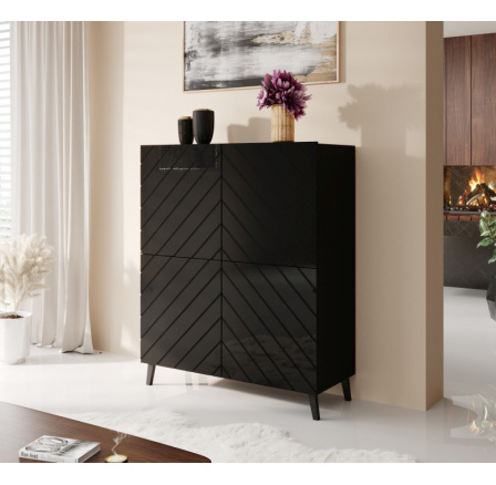 Komoda ABETO 100, matná černá/lesklá černá Komoda ABETO 100, matná černá/lesklá černá