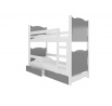 Dvoulůžková patrová postel s matracemi MARABA White+Gray