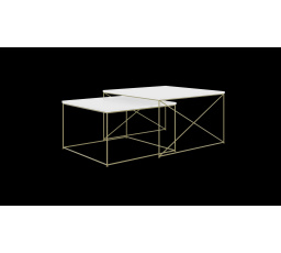 Konferenční stolek 2v1 Licco Zlatý+Bílý Lesk