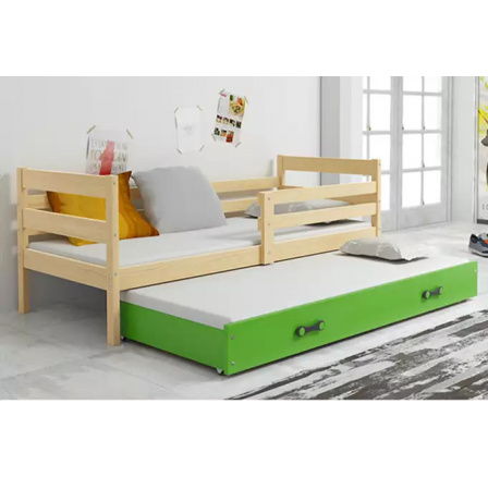 Dětská postel ERYK s přistýlkou 80x190 cm, bez matrace, Přírodní/Bílá