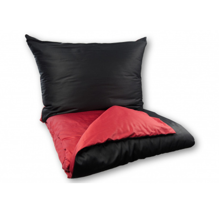 Povlečení Satén UNI DUO 140x200, 70x90cm černá/vínová