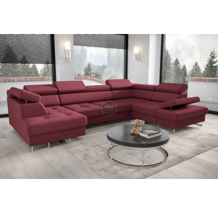Rohová sedací souprava GALAXY MAX II s funkcí spaní 210x350x165 -červená , pravá