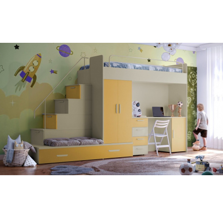 Vyvýšená postel PARADISE 5, Kašmír Žlutá mat