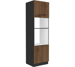 Kuchyňská skříň MONZA - 60 DPM-210 2F, Černá mat/Ořech