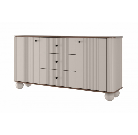 Komoda Vesper, kašmír / ořech / černé úchyty / kulaté nohy