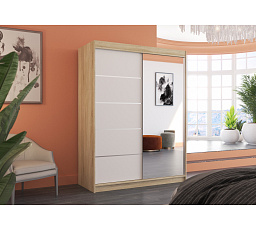 Posuvná skříň se zrcadlem LIMBO 150 Sonoma+White