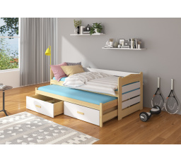 Dvojlůžko TIARRO 180x80 Borovice Přírodní+Bílá