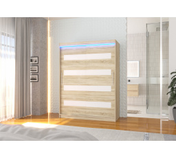 Posuvná skříň s lacobelem a LED osvětlením MARTINEZ 150 Sonoma+Bílý Lacobel