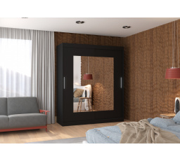 Posuvná skříň se zrcadlem ROSETTE 180 Černá+Černá