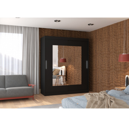 Posuvná skříň se zrcadlem ROSETTE 180 Černá+Černá