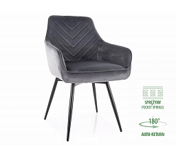 Jídelní židle otočná SERVIO VELVET, Šedý Bluvel 14/Černá