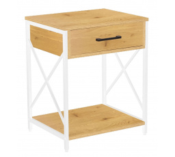 Noční stolek přírodní dub/bílý rám SN7-FX