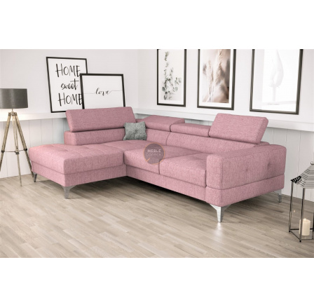 Rohová sedací souprava TOSCANIA MINI s funkcí spaní 170x250 cm - růžová, levá