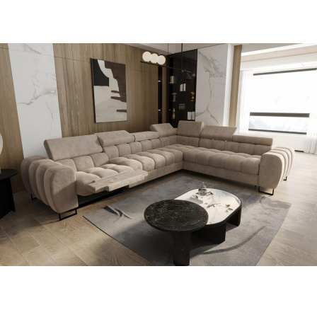 Rohová sedací souprava ASPEN MAX , relax průměr 30x260 cm - volitelný odstín- pravá