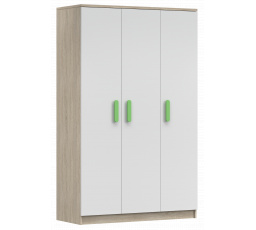 Šatní skříň 3D SMYK III - 19, Dub Sonoma/Bílá/Zelená