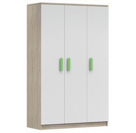 Šatní skříň 3D SMYK III - 19, Dub Sonoma/Bílá/Zelená