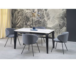 Jídelní stůl FELIX, efekt bílého mramoru/černá