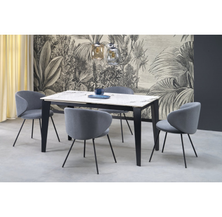 Jídelní stůl FELIX, efekt bílého mramoru/černá Jídelní stůl FELIX, efekt bílého mramoru/černá