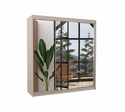 Posuvná skříň se zrcadlem AUSTIN 200 Kašmír+Kašmír