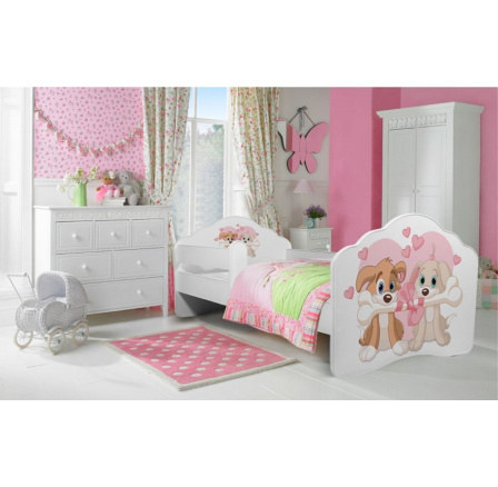 Postel s matrací a zábranou CASIMO TWO DOGS 140x70 Bílá