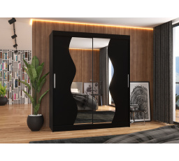 Posuvná skříň se zrcadlem MEDISON 180 Černá+Černá