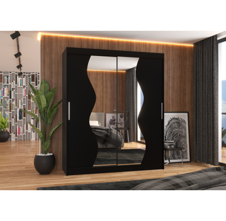 Posuvná skříň se zrcadlem MEDISON 180 Černá+Černá