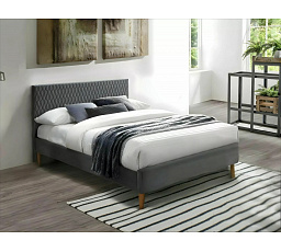 Postel AZURRO Velvet, 140x200 cm, šedý Bluvel 14/dub