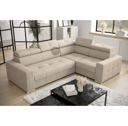 Rohová sedací souprava s funkcí spaní MARGO II 270X197 - pravá, béžová