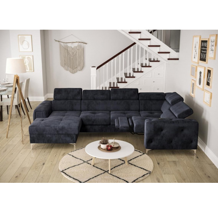 Rohová sedací souprava ORION MAX III , relax s funkcí spaní 165x320x190 cm - modrá, pravá