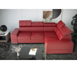 Rohová sedací souprava ROYAL II 280×210 přírodní kůže - červená kůže , pravá