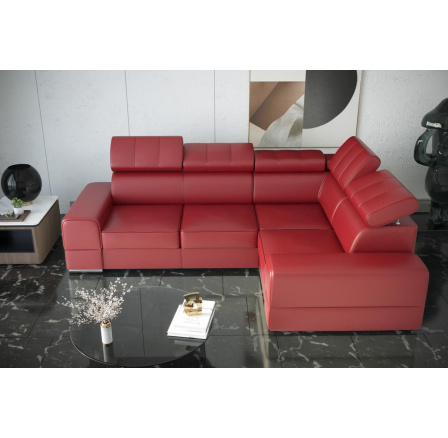 Rohová sedací souprava ROYAL II 280×210 přírodní kůže - červená kůže , pravá