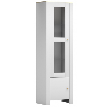 Vitrína AGAWA 01, Bílá/Dub Hikora