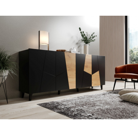 Komoda ETNA černý mat/ černý mat/ dub craft Komoda ETNA černý mat/ černý mat/ dub craft