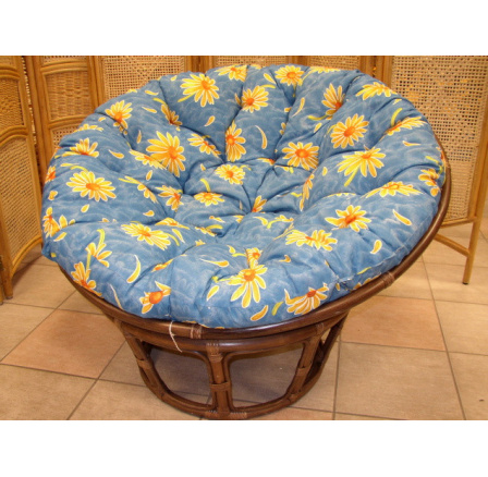 Polstr na křeslo papasan průměr 100 cm modré kopretiny