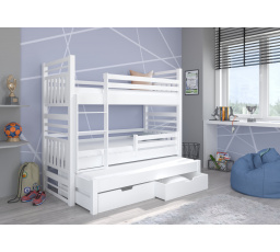 Třílůžková patrová postel HIPPO 200x90 Bílá