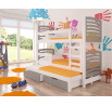 Třílůžková patrová postel s matracemi SORIA White+Gray