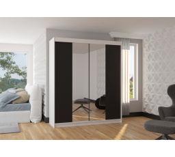 Posuvná skříň se zrcadlem BALANCE 180 Bílá+Černá