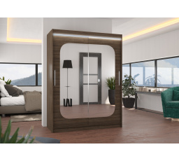 Posuvná skříň se zrcadlem a LED osvětlením CLEVER 150 Choco+Choco