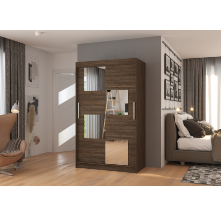 Posuvná skříň se zrcadlem LUGANO 120 Choco+Choco