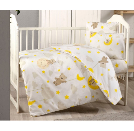 Bavlněné dětské povlečení do malé postýlky 90x135, 45x60 cm medvídek v oblacích nitěný knoflík Bavlněné dětské povlečení do malé postýlky 90x135, 45x60 cm medvídek v oblacích nitěný knoflík