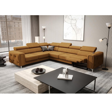 Rohová sedací souprava s funkcí , relax ORION I 325x255 cm - levá, oranžová