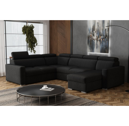 Sedací souprava Petrit U pravá Kronos černá Sedací souprava Petrit U pravá Kronos černá