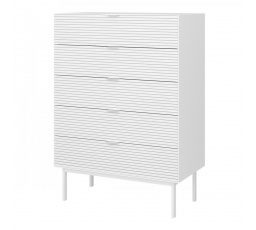 Komoda SEAN 5S, Bílá/Bílá masiv